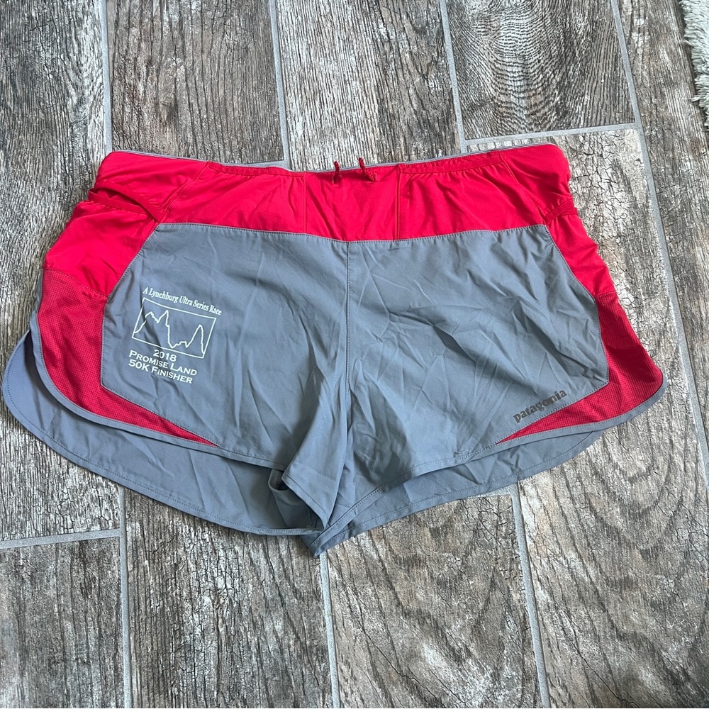 Patagonia Strider Pro Running Shorts. Red and Gray. Women’s Size M